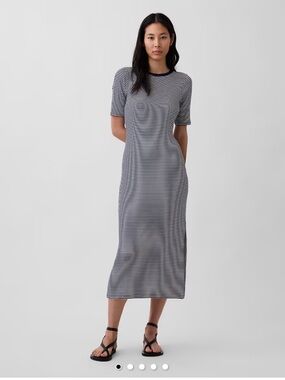 GAP Navy and White Striped Modern Maxi Midi T-Shirt Dress